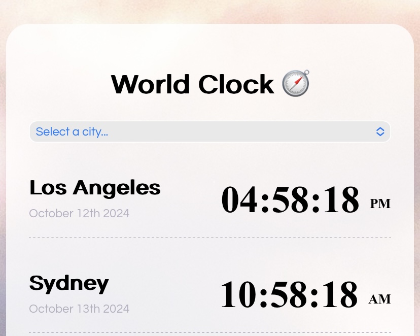 World clock project preview