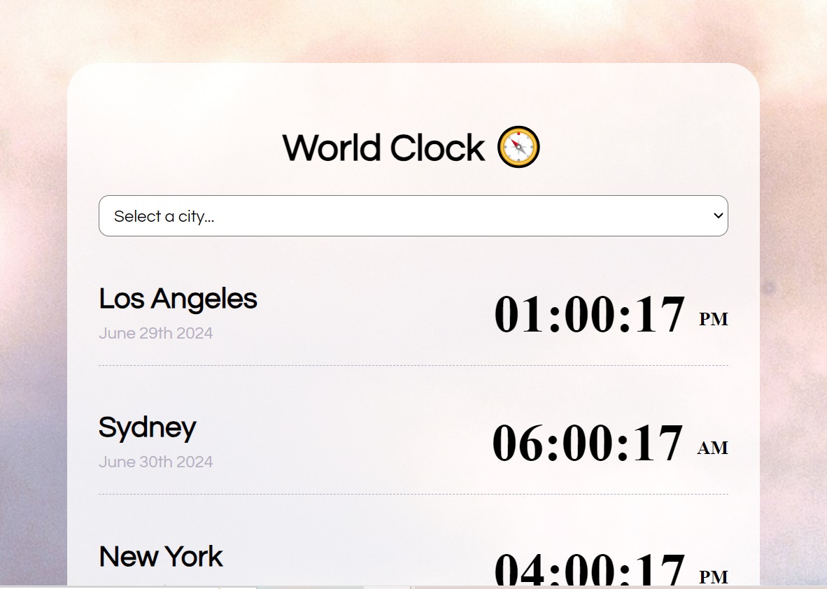 World clock project preview